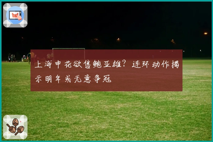 上海申花欲售鲍亚雄?连环动作揭示明年或无意争冠